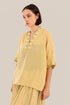 Loose fit embroidered short-sleeved top